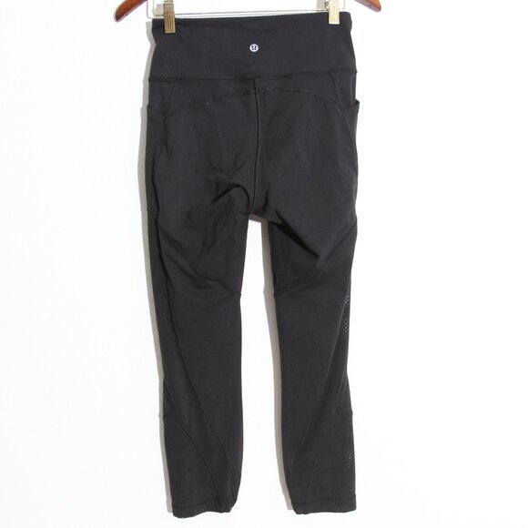 Lululemon Fit Physique Tight Leggings Black Mesh Panel Pocket High Rise Luon - Picture 9 of 11